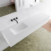 Mondiaz LAGOM 180cm badmeubel solid surface talc 2 lades Wastafel cloud links zonder kraangat M64161TAM0M63021L