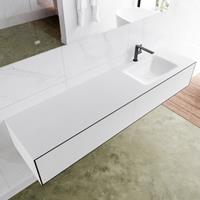 Mondiaz LAGOM 180cm badmeubel solid surface urban 2 lades Wastafel cloud rechts 1 kraangat M64162UBM1M63022R