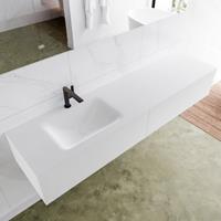 Mondiaz LAGOM 180cm badmeubel solid surface talc 2 lades Wastafel cloud links 1 kraangat M64161TAM1M63021L