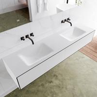 Mondiaz LAGOM 180cm badmeubel solid surface urban 2 lades Wastafel cloud dubbel zonder kraangat M64163UBM0M63023D