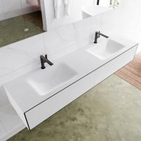 Mondiaz LAGOM 180cm badmeubel solid surface urban 2 lades Wastafel cloud dubbel 2 kraangaten M64163UBM2M63023D