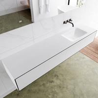 Mondiaz LAGOM 190cm badmeubel solid surface urban 2 lades Wastafel cloud rechts zonder kraangat M64166UBM0M63026R