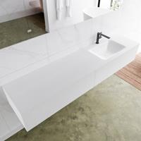 Mondiaz LAGOM 190cm badmeubel solid surface talc 2 lades Wastafel cloud rechts 1 kraangat M64166TAM1M63026R