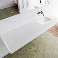 Mondiaz LAGOM 190cm badmeubel solid surface talc 2 lades Wastafel cloud rechts zonder kraangat M64166TAM0M63026R