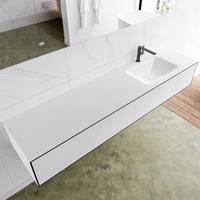 Mondiaz LAGOM 190cm badmeubel solid surface urban 2 lades Wastafel cloud rechts 1 kraangat M64166UBM1M63026R