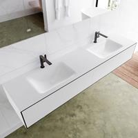 Mondiaz LAGOM 190cm badmeubel solid surface urban 2 lades Wastafel cloud dubbel 2 kraangaten M64167UBM2M63027D