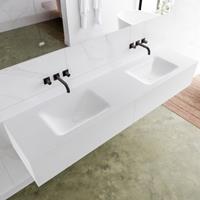 Mondiaz LAGOM 190cm badmeubel solid surface talc 2 lades Wastafel cloud dubbel zonder kraangat M64167TAM0M63027D