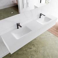 Mondiaz LAGOM 190cm badmeubel solid surface talc 2 lades Wastafel cloud dubbel 2 kraangaten M64167TAM2M63027D