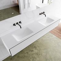 Mondiaz LAGOM 190cm badmeubel solid surface urban 2 lades Wastafel cloud dubbel zonder kraangat M64167UBM0M63027D