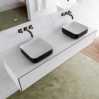 LAGOM 170cm badmeubel solid surface urban 2 lades Wastafel BINX opzetkom dubbel zonder kraangat M64187UBM0M49904D