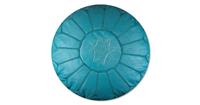 Poufs&Pillows Leren Poef - Turquoise - Handgemaakt en stijlvol - Gevuld geleverd - 