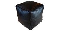 Poufs&Pillows Vierkante leren Poef -zwart - Handgemaakt - Gevuld geleverd - 