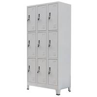 Lockerkast met 9 vakken staal 90x45x180 cm grijs