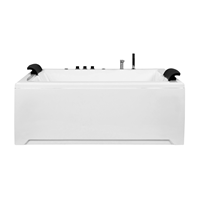 Whirlpool Badewanne Weiß 183 x 142 cm Sanitäracryl 2 Personen Massagedüsen Kopfstütze Indoor - Schwarz