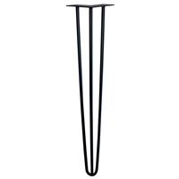 Furniture Legs Europe Zwarte massieve 3-punt hairpin tafelpoot 75 cm