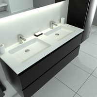 sanigoods Sally badmeubel mat zwart 120cm met solid surface wastafel