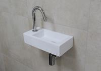 mueller Mini Rhea wit fonteinset met chroom gebogen fonteinkraan links