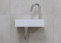 mueller Mini Rhea 36x18x9 fonteinset mat wit met chroom gebogen fonteinkraan rechts