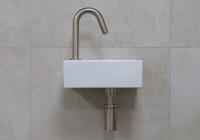 mueller Rhea XXS fonteinset glans wit met RVS gebogen fonteinkraan links