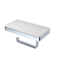 Geesa Frame Collection toiletrolhouder 10.5x10.8cm met planchet wit/chroom Messing 918824-02