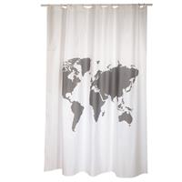 MSV douchegordijn World grijs 180cm