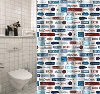 MSV douchegordijn Labels multikleur 180cm