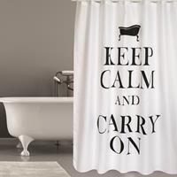 MSV douchegordijn Keep Calm zwart 180cm