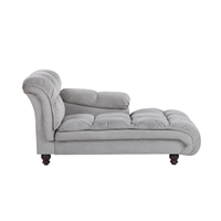 Chaise longue fluweel lichtgrijs linkszijdig LORMONT