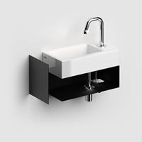 Douche Concurrent Toiletmeubel Clou Flush 3 Rechts Rechthoek 44x18x20.5cm Open Onderkast Zwart met Handdoekrek