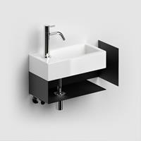 Douche Concurrent Toiletmeubel Clou Flush 3 Links Rechthoek 44x18x20.5cm Open Onderkast Zwart met Handdoekrek