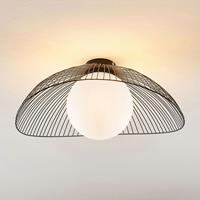 Lindby Fabronia Deckenleuchte, Gitter, Glaskugel