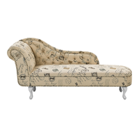 Beliani Chaise longue stoffering beige met bedrukking links-zijdig NIMES