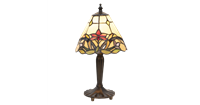 LumiLamp Tafellamp Tiffany Ø 20*36 cm E14/max 1*40W Multi Glas / Polyresin bloemen Tiffany stijl glas in lood tafellam