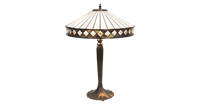 LumiLamp Tafellamp Tiffany Ø 41*59 cm E27/max 2*60W Multi Glas / Polyresin Art Deco Exclusieve Tiffany stijl wit bruin