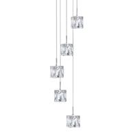 Searchlight - Ice Cube - led 5 Light Spiral Cluster Anhänger Chromglas
