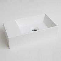 INK Contra Fontein - 40x22x10cm - wasbak rechts - 0 kraangaten - polystone wit mat 3403003