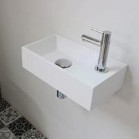 Douche Concurrent Fontein INK Contra Rechthoek Rechts 40x22x10cm Polystone Mat Wit 1 Kraangat