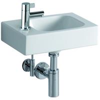 Geberit iCon XS handwasbakje 380x280 mm Keralith met kraangat links zonder overloop 65 kg wit 124836000