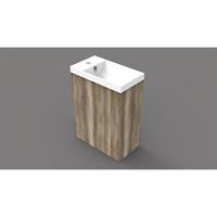 Arcqua Fonteinset 54.3x39.7x21.8cm Canyon Oak met marble fontein met overloop glans wit FNK417531