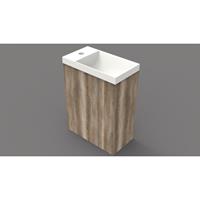 Arcqua Fonteinset 54.3x39.7x21.8cm Canyon Oak met marble fontein zonder overloop mat wit FNK415987