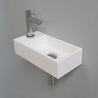 Douche Concurrent Fonteinset INK Versus Rechthoek Links 36x18x9cm Polystone Mat Wit Toiletkraan Sifon Plug Glans Chroom