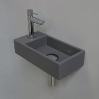 Douche Concurrent Fonteinset INK Versus Rechthoek Links 36x18x9cm Quartz Grijs Toiletkraan Sifon Plug Glans Chroom