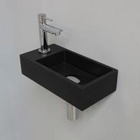 Douche Concurrent Fonteinset INK Versus Rechthoek Links 36x18x9cm Quartz Zwart Toiletkraan Sifon Plug Glans Chroom