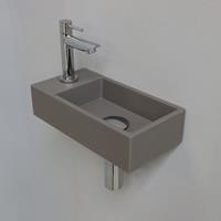 Douche Concurrent Fonteinset INK Versus Rechthoek Links 36x18x9cm Quartz Betonlook Toiletkraan Sifon Plug Glans Chroom