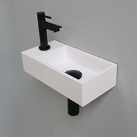 Douche Concurrent Fonteinset INK Versus Rechthoek Links 36x18x9cm Polystone Glans Wit Toiletkraan Sifon Plug Mat Zwart