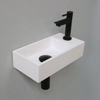 Douche Concurrent Fonteinset INK Versus Rechthoek Rechts 36x18x9cm Polystone Glans Wit Toiletkraan Sifon Plug Mat Zwart