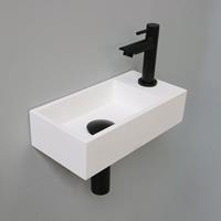 Douche Concurrent Fonteinset INK Versus Rechthoek Rechts 36x18x9cm Polystone Mat Wit Toiletkraan Sifon Plug Mat Zwart