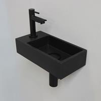 Douche Concurrent Fonteinset INK Versus Rechthoek Links 36x18x9cm Quartz Zwart Toiletkraan Sifon Plug Mat Zwart