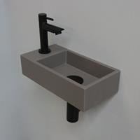 Douche Concurrent Fonteinset INK Versus Rechthoek Links 36x18x9cm Quartz Betonlook Toiletkraan Sifon Plug Mat Zwart