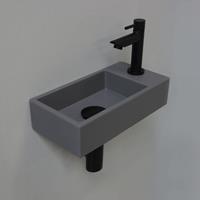 Douche Concurrent Fonteinset INK Versus Rechthoek Rechts 36x18x9cm Quartz Grijs Toiletkraan Sifon Plug Mat Zwart